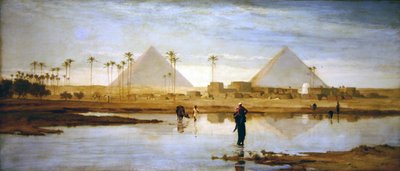 El vado al pueblo cerca de las pirámides de Frederick Goodall