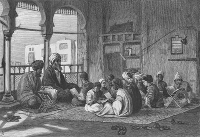 La escuela del Sultán Hassan, grabado por Butterworth y Heath de Frederick Goodall