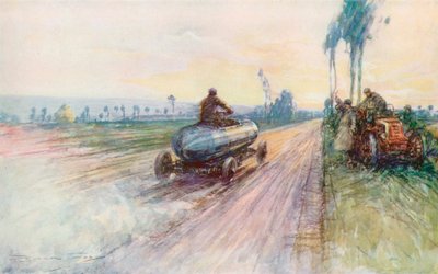Jamais Contente de Jenatzy batiendo el récord mundial de velocidad en 1899 (litografia en color) de Frederick Gordon (after) Crosby