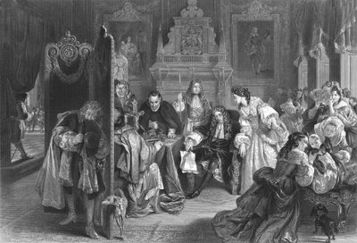 Jacobo II recibiendo noticias del desembarco del Príncipe de Orange, c. 1890 de Frederick Heath
