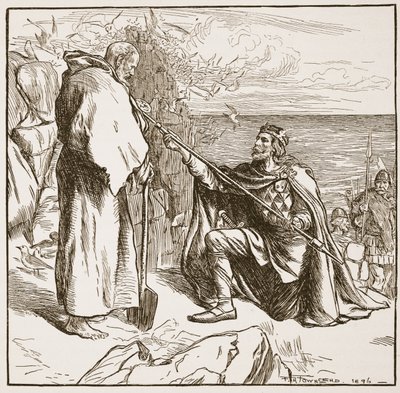 Egfrid suplicando a San Cuthbert, ilustración de 