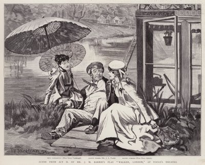 Actores ingleses Irene Vanbrugh, John Lawrence Toole y Mary Ansell en una producción de la obra de J M Barrie Walker, Londres, en el Teatro de Toole, Londres de Frederick Henry Townsend