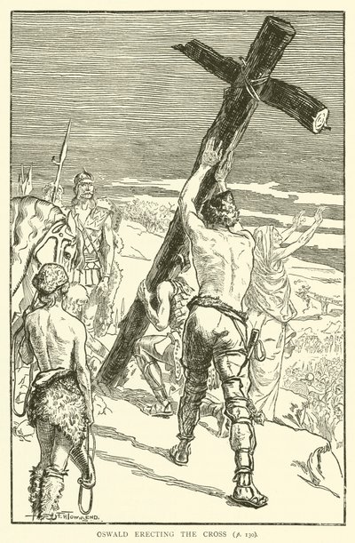 Oswald erigiendo la Cruz de Frederick Henry Townsend