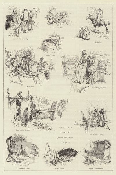 Bocetos entre los recolectores de lúpulo en Kent de Frederick Henry Townsend
