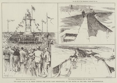 El Muy Honorable W H Smith inaugurando el rompeolas de South Gare, en la desembocadura del Tees, cerca de Middlesbrough de Frederick Henry Townsend