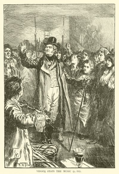Vidocq detiene la música (grabado) de Frederick Henry Townsend