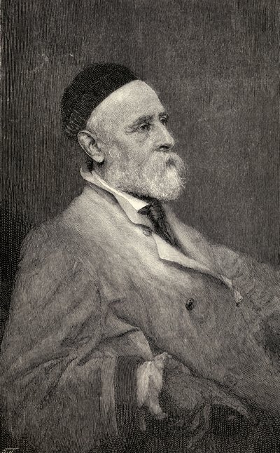 Retrato de George Frederick Watts, grabado por T. Johnson después de la fotografía de Hollyer, de 