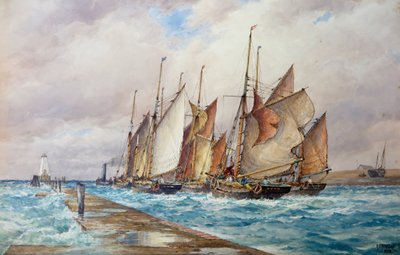 Puerto de Rye, Sussex: La salida de la flota pesquera (acuarela) de Frederick James Aldridge