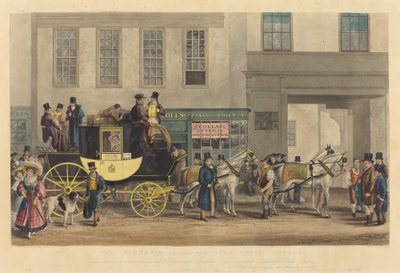 El Blenheim, Saliendo del Hotel Star, Oxford de Frederick James Havell after George Havell