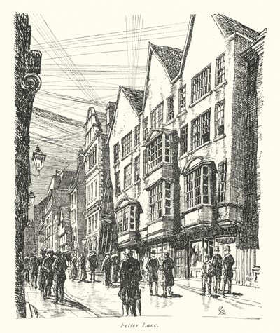Londres: Fetter Lane (litografía en color) de Frederick Landseer Maur Griggs