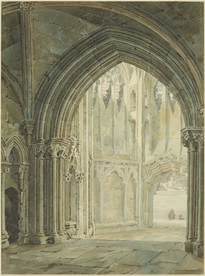 Interior del pórtico norte de St Mary Redcliffe de Frederick Mackenzie