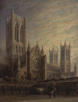 Catedral de Lincoln desde los claustros, siglo XIX de Frederick Mackenzie