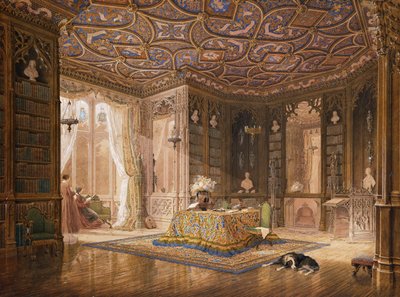 La biblioteca de Stanmore Hall, la residencia de Robert Holland, Esq de Frederick Mackenzie