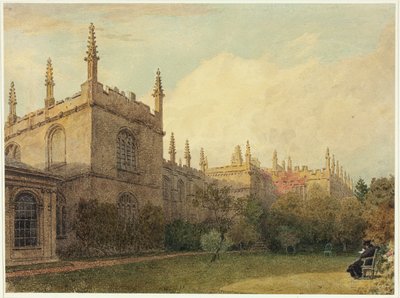 Edificios universitarios desde los jardines del Exeter College de Frederick Mackenzie