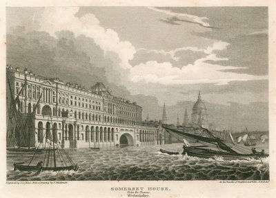 Vista de Somerset House, The Strand, Londres, desde el Támesis, Westminster de Frederick Mackenzie