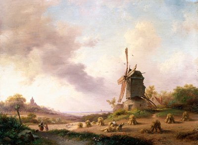 Cosechadores en un paisaje extenso, 1850 de Frederick Marianus Kruseman