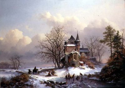 Paisaje de invierno con patinadores de Frederick Marianus Kruseman