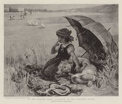 En el campo de cosecha, guardianes de la cesta del almuerzo de Frederick Morgan