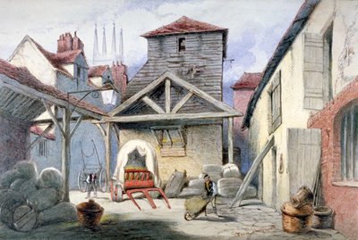 Patio de la posada Rose, Farringdon Street, Ciudad de Londres, 1838 de Frederick Napoleon Shepherd