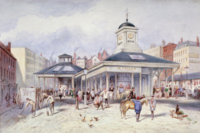 Vista del Mercado de Newgate en Paternoster Square, Ciudad de Londres, 1836 de Frederick Napoleon Shepherd