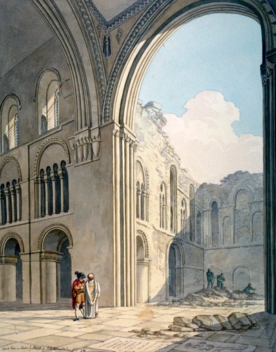 Coro de la Iglesia de San Bartolomé el Grande durante reparaciones, Smithfield, Ciudad de Londres, 1815 de Frederick Nash