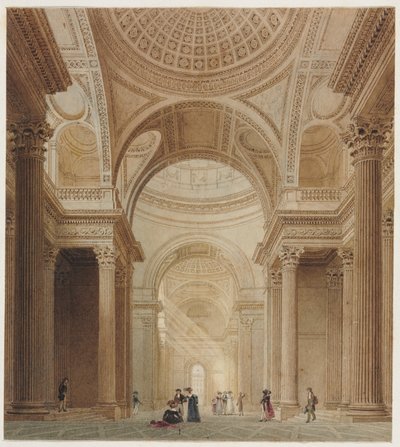 Interior del Panteón de París (acuarela sobre grafito) de Frederick Nash