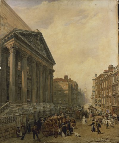 La Mansion House desde Poultry mirando hacia Cheapside hacia St. Mary-Le-Bow de Frederick Nash