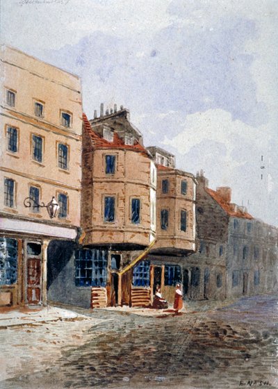 Vista de la casa de Oliver Cromwell, Clements Lane, Westminster, Londres, c. 1840 de Frederick Nash