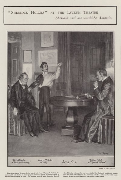 Una representación de Sherlock Holmes en el Teatro Lyceum, Londres de Frederick Pegram