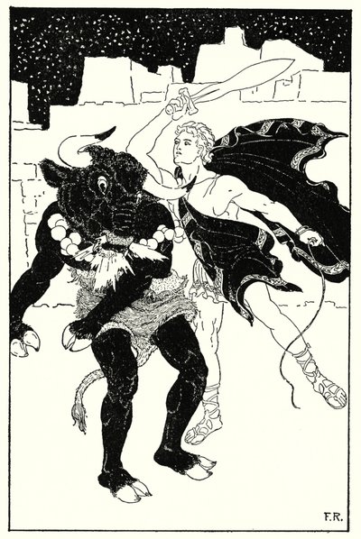 Se produjo la pelea más terrible entre Teseo y el Minotauro que jamás haya ocurrido de Frederick Richardson