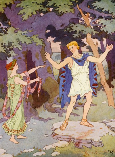 "Esta abeja será mi mensajera" (litografía en color) de Frederick Richardson