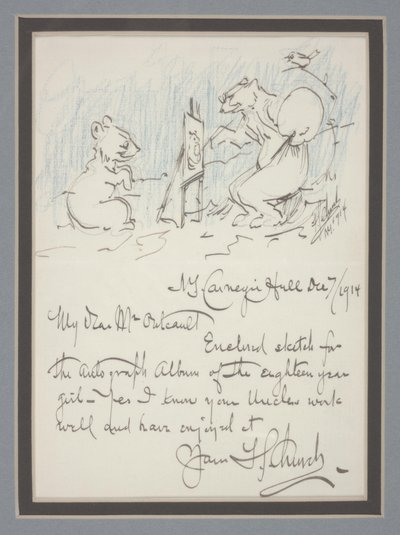 Carta autógrafa con boceto de Frederick Stuart Church
