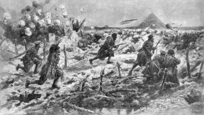 Un ataque británico usando la bayoneta y la granada, Neuve-Chapelle, Francia, 10 de marzo de 1915, 1926 de Frederick Villiers