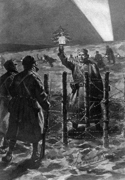 Un incidente navideño en las trincheras en el oeste, diciembre de 1914 de Frederick Villiers