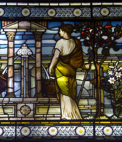 Londres, Showroom de Thomas Goode, South Audley Street, GE Cooke, atribuido a Frederick Vincent Hart, Doncellas Clásicas en un Jardín de Frederick Vincent Hart