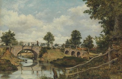 Un viejo puente en Hendon, Middlesex, ca. 1828 de Frederick W Watts