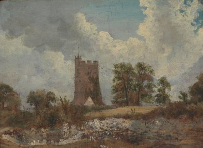 Paisaje con una iglesia de Frederick W. Watts
