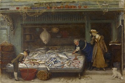Una tienda de pescaderos, 1873 de Frederick Walker