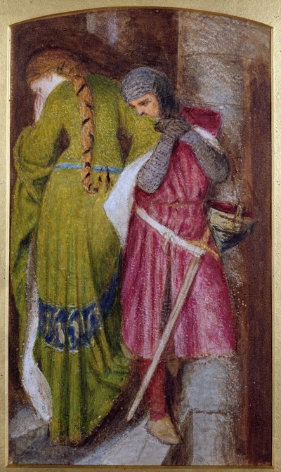 Encuentro en la escalera de la torre, Helellil y Hildebrand, 1864 de Frederick William Burton