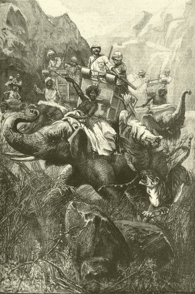 Caza de tigres en India de Frederick William Burton