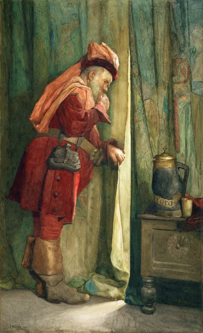 Falstaff "Me esconderé detrás del tapiz" de Frederick William Davis