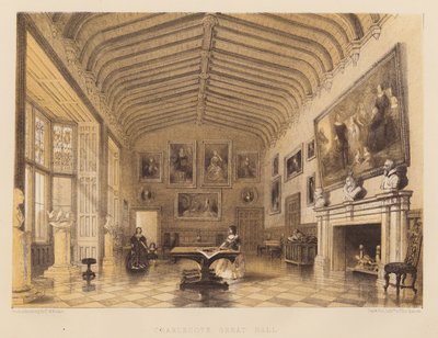 Gran Salón Charlecote (aguatinta) de Frederick William Hulme