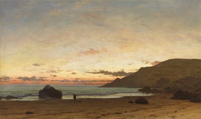 Escena Costera con un Hombre y un Perro, 1886 de Frederick William Meyer