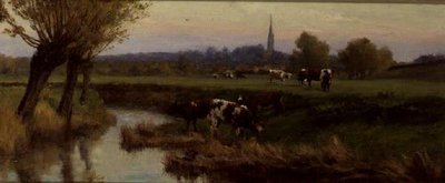Vacas pastando junto a un río de Frederick William Newton Whitehead