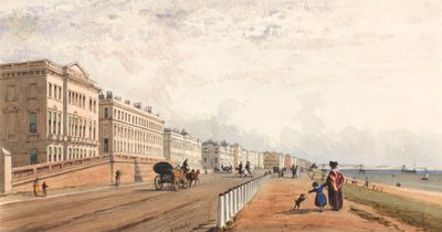 Brighton: la fachada y el muelle de la cadena vistos a lo lejos de Frederick William Woledge