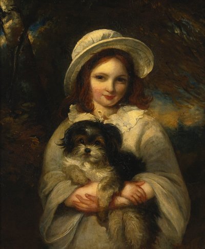 Retrato de niña con perro de Frederick Yeates Hurlstone