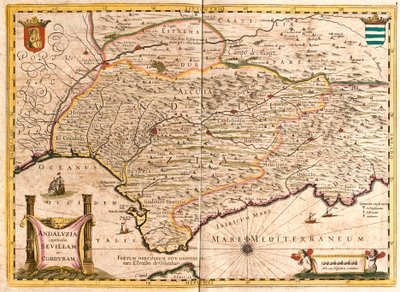 Mapa de Andalucía, con Sevilla y Córdoba de Frederick de Wit