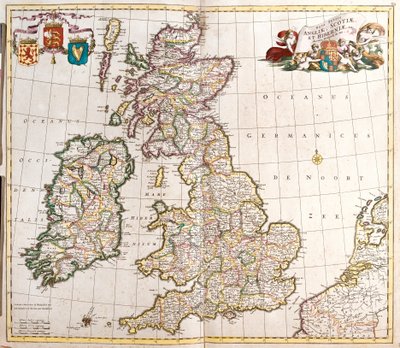 Mapa de Inglaterra, Escocia e Irlanda (Gran Bretaña) de Frederick de Wit
