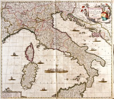 Mapa de Italia, Córcega y Cerdeña de Frederick de Wit