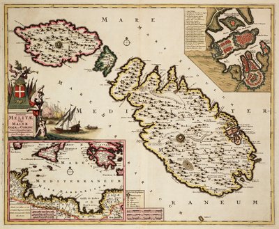 Mapa de Malta, Gozo y Comino de Frederick de Wit